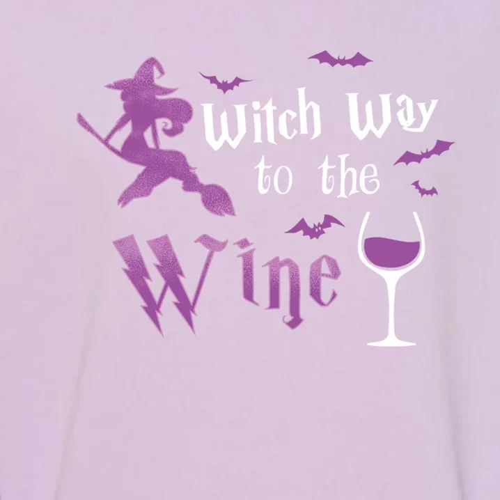 Witch Way To The Wine Funny Ing Party Halloween Graphic Gift Garment-Dyed Sweatshirt