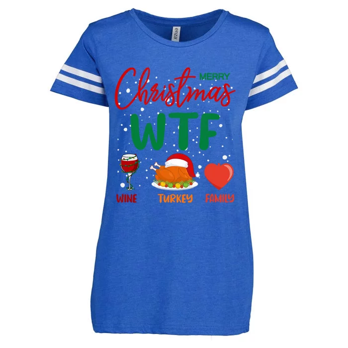 Wtf Wine Turkey Family Funny Gift Merry Christmas Day Gift Enza Ladies Jersey Football T-Shirt