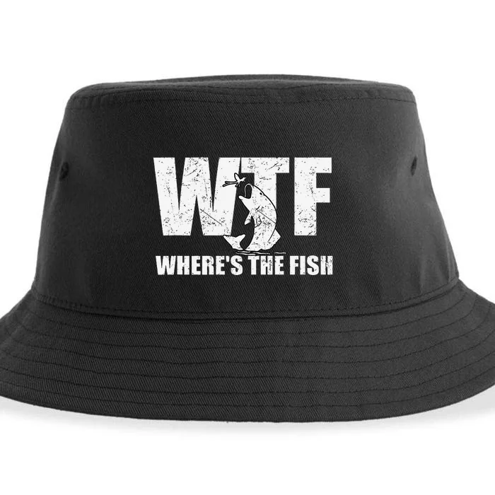 Wtf WhereS The Fish Funny Fishing Gifts Fathers Day Sustainable Bucket Hat