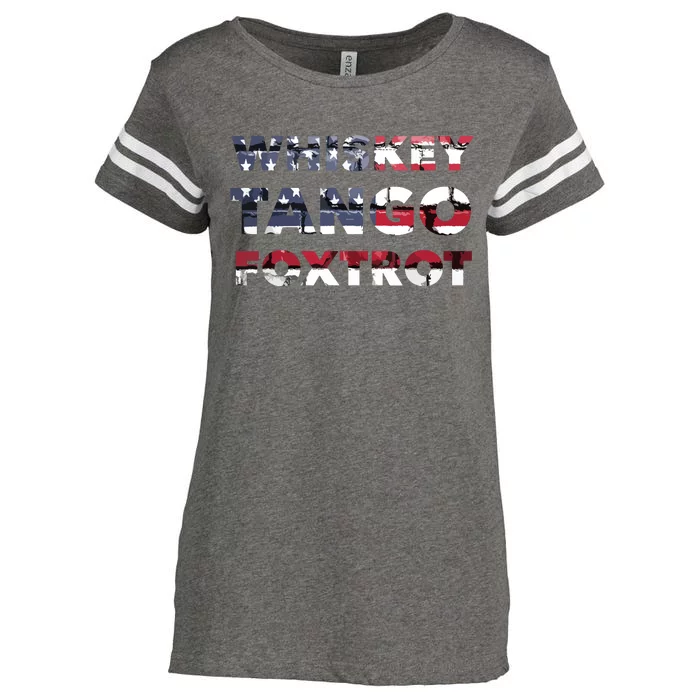 WTF Whiskey Tango Foxtrot American Flag Men Women Enza Ladies Jersey Football T-Shirt