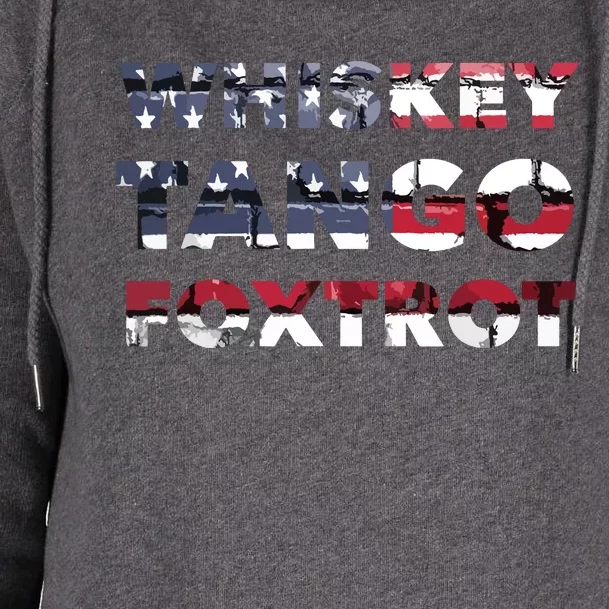 WTF Whiskey Tango Foxtrot American Flag Men Women Womens Funnel Neck Pullover Hood