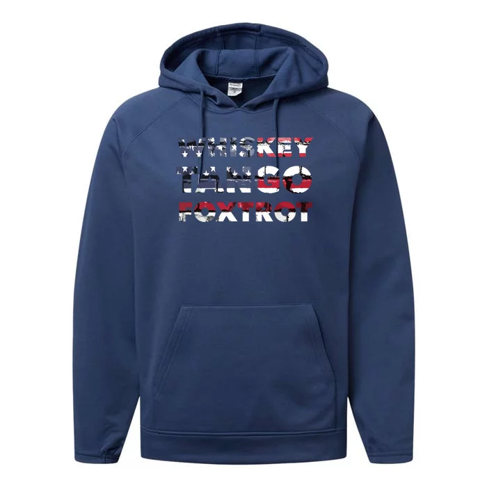 WTF Whiskey Tango Foxtrot American Flag Men Women Performance Fleece Hoodie