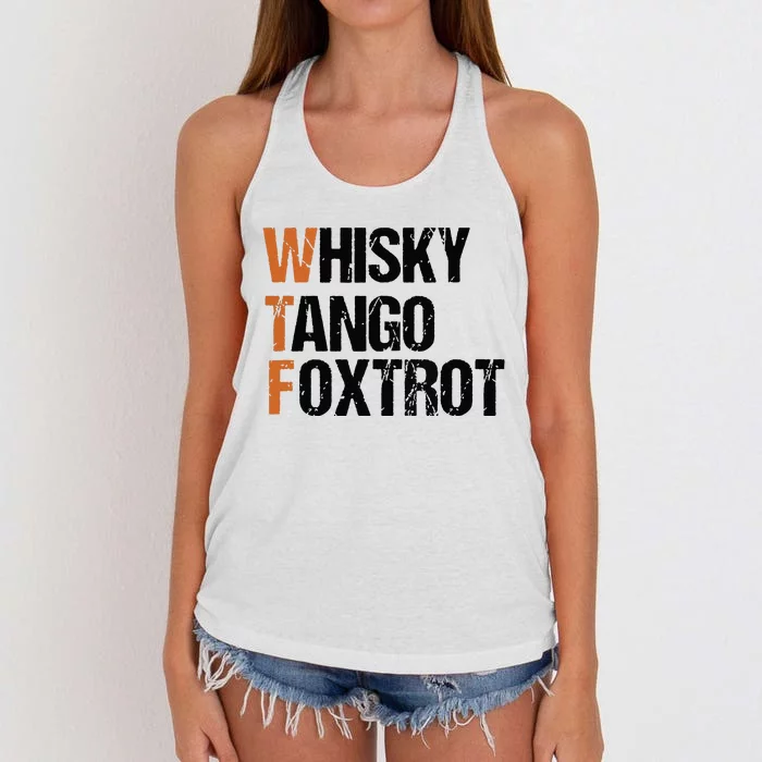 WTF Whisky Tango Foxtrot Women's Knotted Racerback Tank