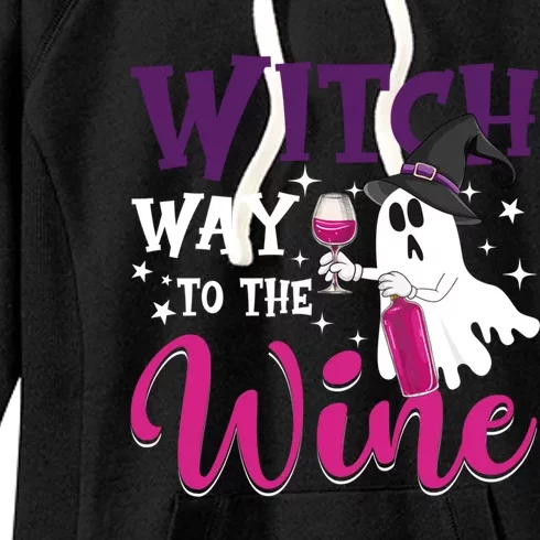 Witch Way To The Wine Funny Halloween Costume Ghosts Wine Cute Gift Women's Fleece Hoodie