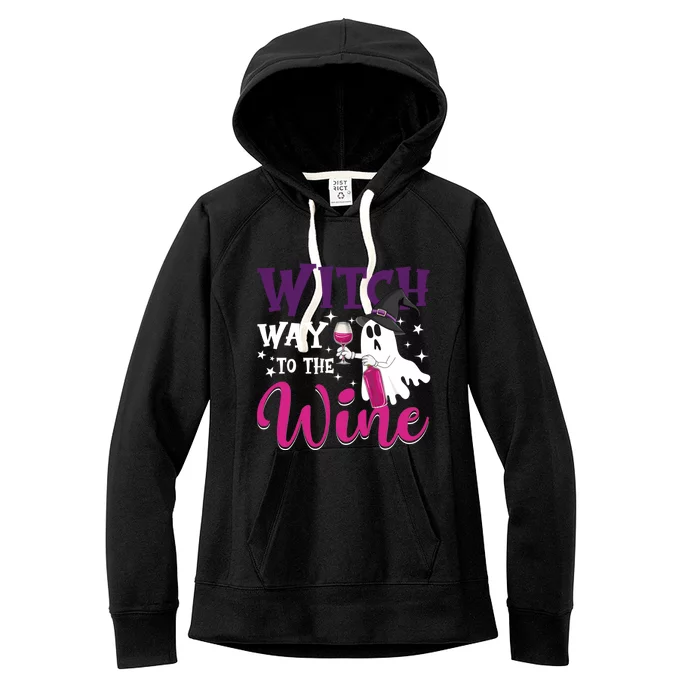 Witch Way To The Wine Funny Halloween Costume Ghosts Wine Cute Gift Women's Fleece Hoodie