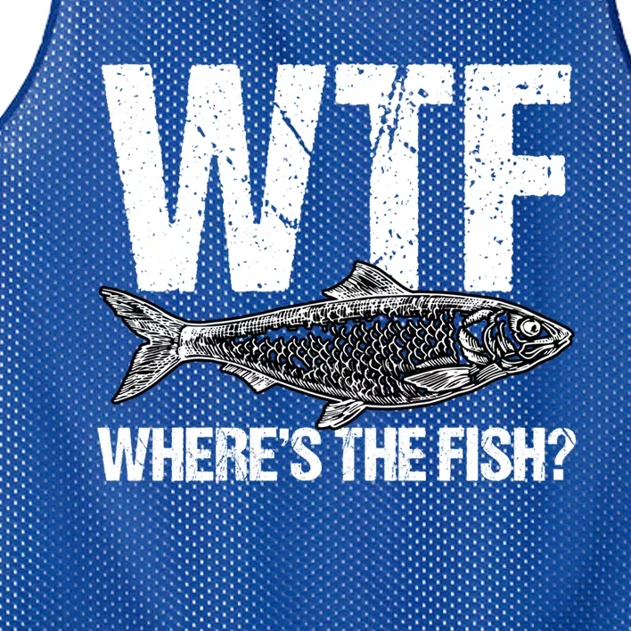 Wtf Wheres The Fish Funny Fishing Humor Fisher Meaningful Gift Mesh Reversible Basketball Jersey Tank