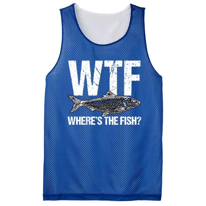 Wtf Wheres The Fish Funny Fishing Humor Fisher Meaningful Gift Mesh Reversible Basketball Jersey Tank