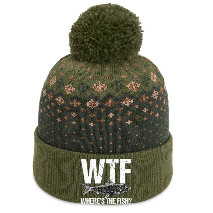 Wtf Wheres The Fish Funny Fishing Humor Fisher Meaningful Gift The Baniff Cuffed Pom Beanie