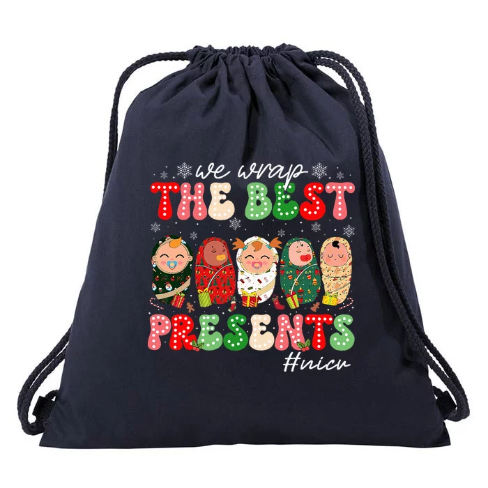 We Wrap The Best Presents Nicu Neonatal Icu Nurse Christmas Drawstring Bag