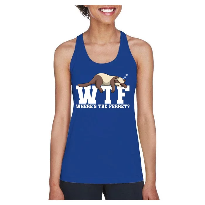 Wtf Where's The Ferret Animal Lover Funny Gift Women's Racerback Tank