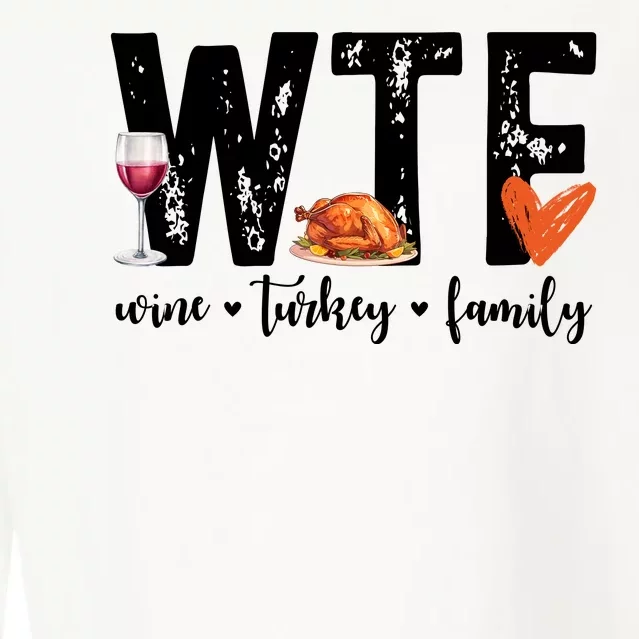 Wtf Wine Turkey Family Thanksgiving Funny Cropped Pullover Crew