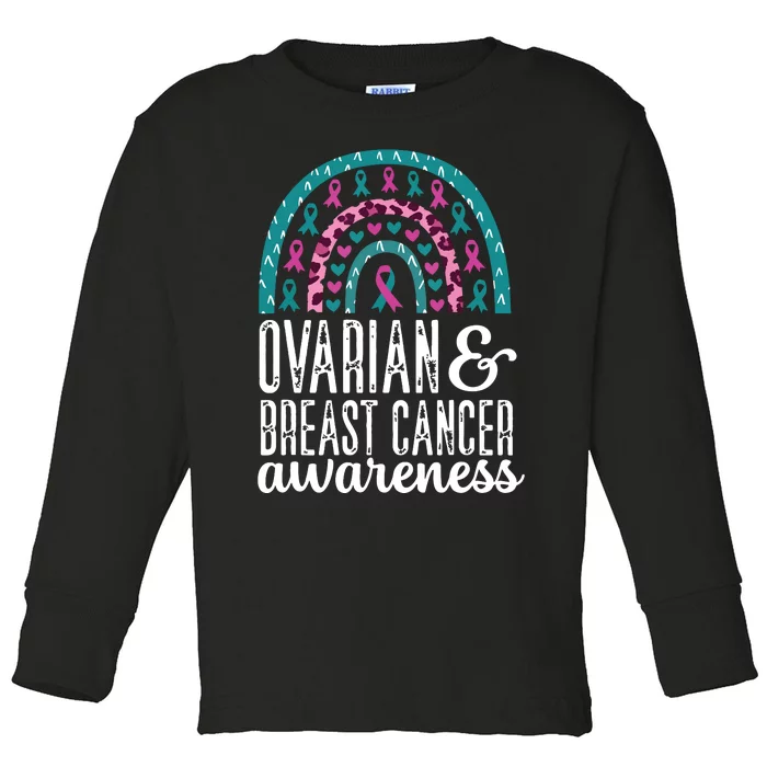 We Wear Teal Ovarian Cancer Awareness Month Toddler Long Sleeve Shirt