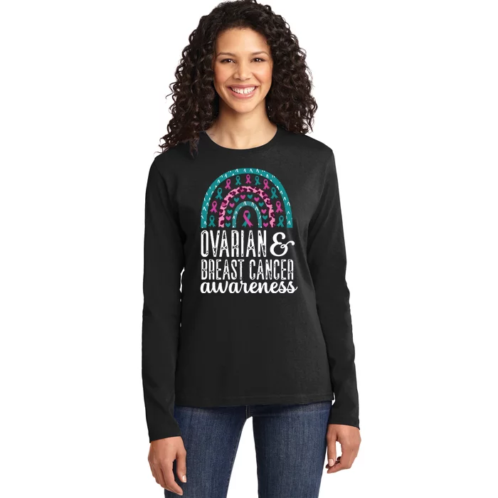 We Wear Teal Ovarian Cancer Awareness Month Ladies Long Sleeve Shirt