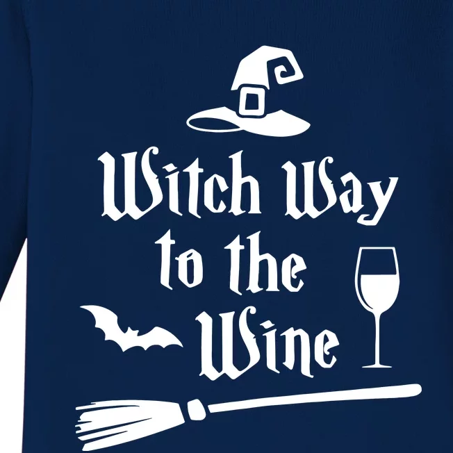 Witch Way To The Wine Shirts Funny Wine Drinking Gift Idea Baby Long Sleeve Bodysuit