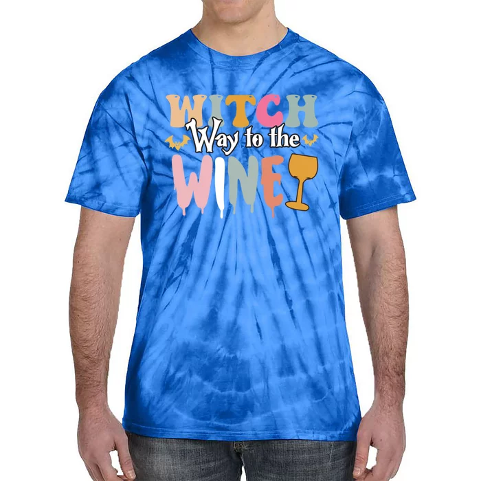 Witch Way To The Wine Funny Halloween Party Design Cool Gift Tie-Dye T-Shirt