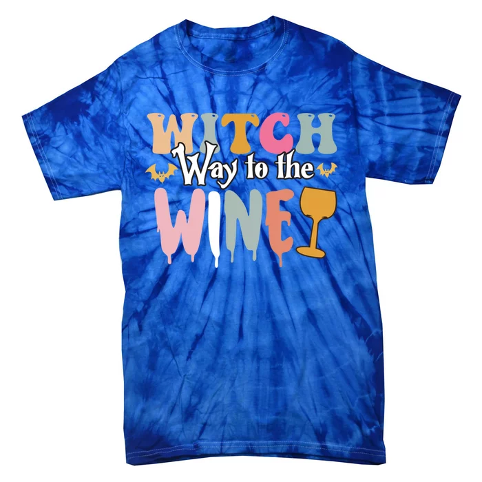 Witch Way To The Wine Funny Halloween Party Design Cool Gift Tie-Dye T-Shirt