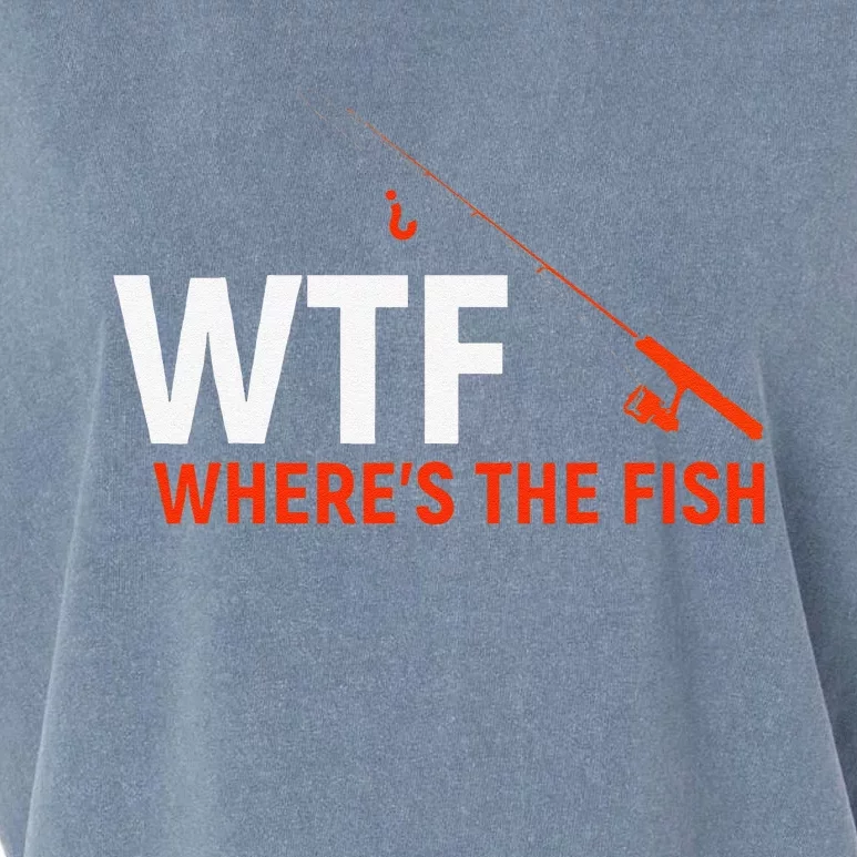 WTF Wheres The Fish Funny Fishing Dad Gift Garment-Dyed Women's Muscle Tee