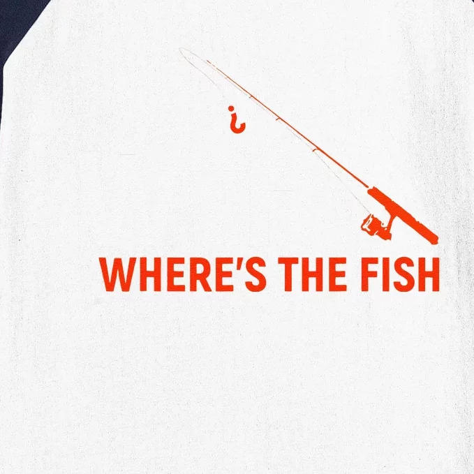 WTF Wheres The Fish Funny Fishing Dad Gift Baseball Sleeve Shirt