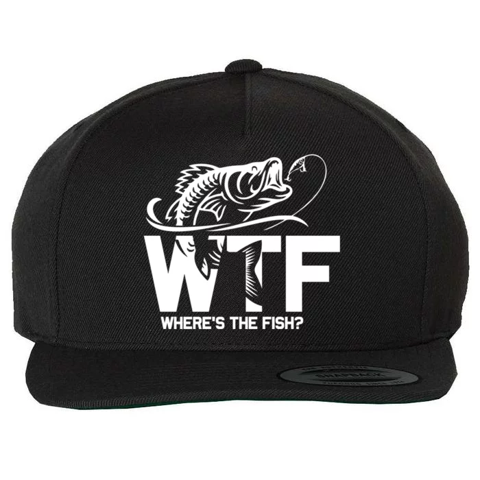 Wtf WhereS The Fish Funny Fishing Lover Gift Wool Snapback Cap