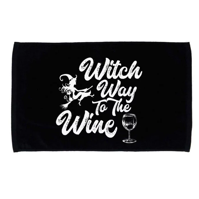 Witch Way To The Wine Funny Halloween Wine Lovers Witch Pun Microfiber Hand Towel