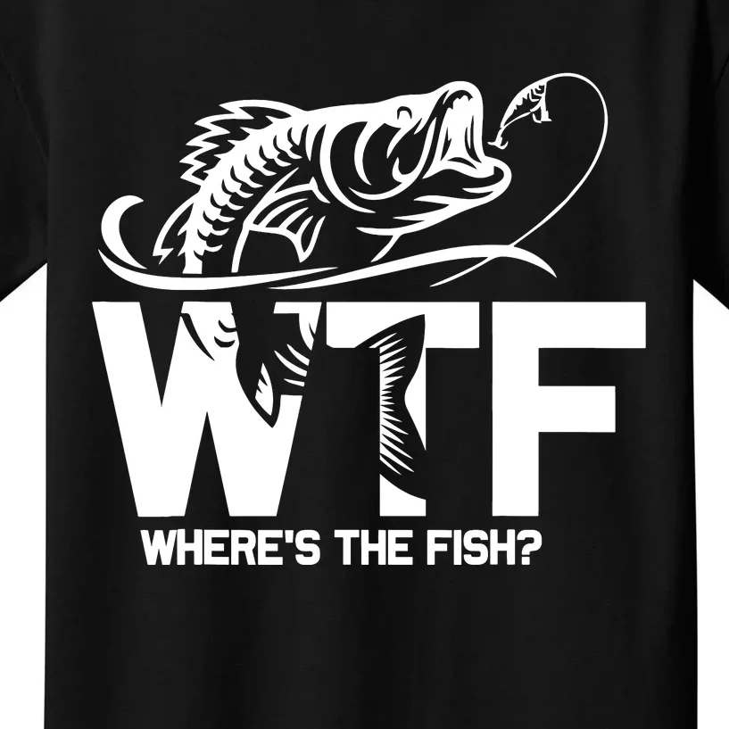 Wtf WhereS The Fish Funny Fishing Lover Gift Kids T-Shirt