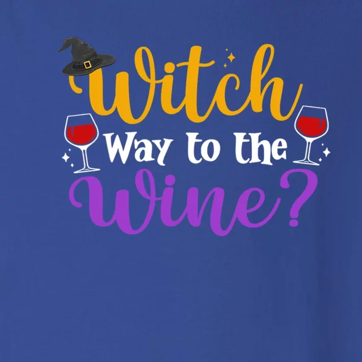 Witch Way To The Wine Funny Halloween Wine Lovers Witch Pun Gift Toddler Long Sleeve Shirt