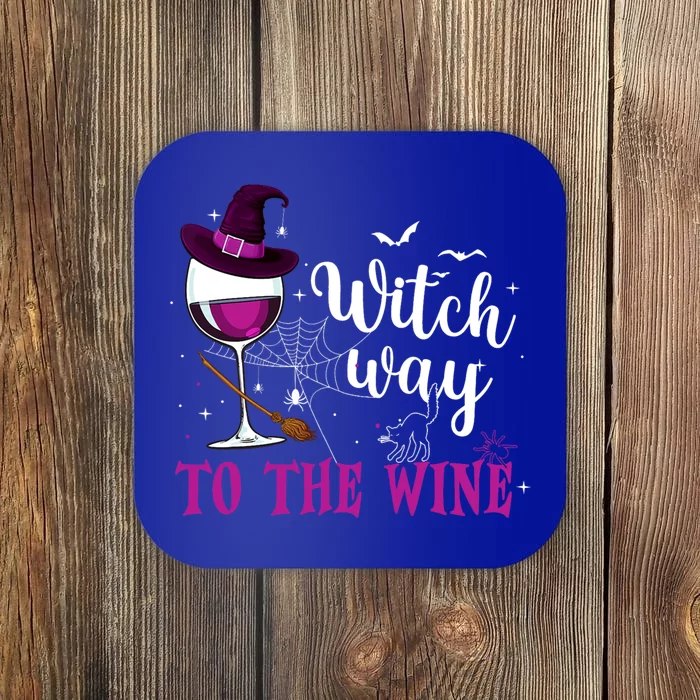 Witch Way To The Wine Funny Halloween Wine Lovers Witch Pun Cute Gift Coaster