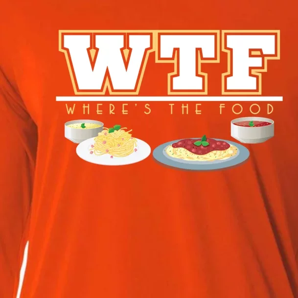 Wtf Wheres The Food Italian Pasta Spaghetti Lover Great Gift Cooling Performance Long Sleeve Crew