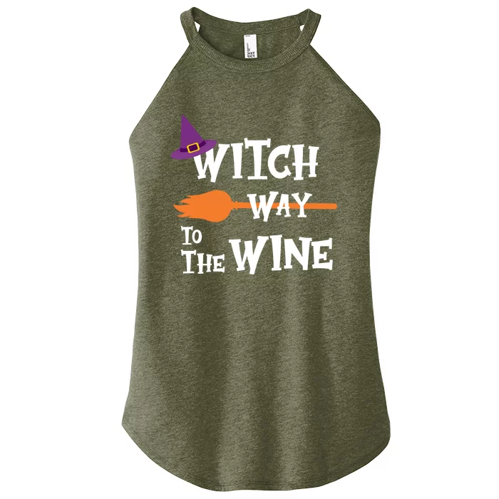 Witch Way To The Wine Funny Halloween Drinking Top Women’s Perfect Tri Rocker Tank