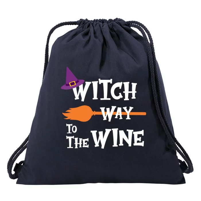 Witch Way To The Wine Funny Halloween Drinking Top Drawstring Bag