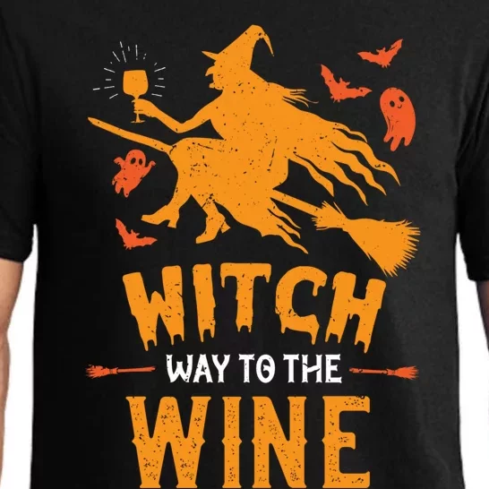 Witch Way To The Wine Funny Pun Halloween Costume Gift Pajama Set