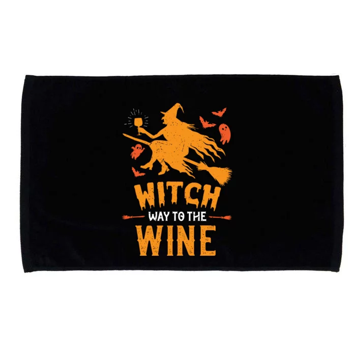 Witch Way To The Wine Funny Pun Halloween Costume Gift Microfiber Hand Towel