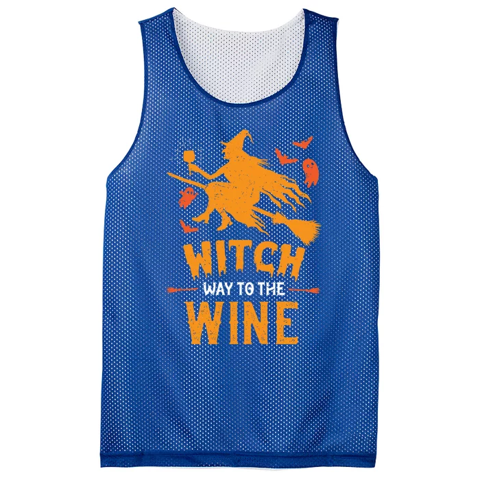 Witch Way To The Wine Funny Pun Halloween Costume Gift Mesh Reversible Basketball Jersey Tank