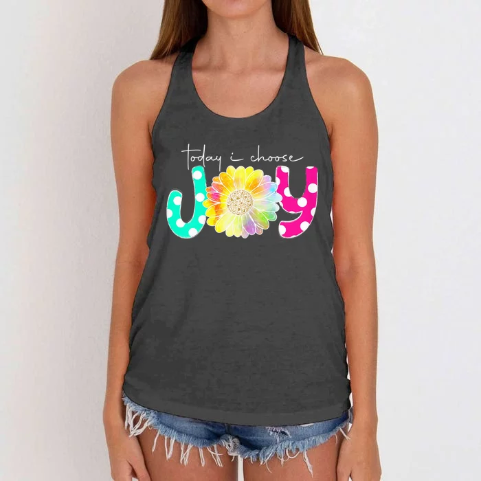 Wo Wo Today I Choose Joy Hawaiian Tropical Hibiscus Flowers Women's Knotted Racerback Tank