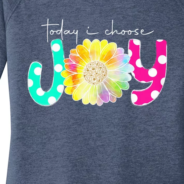 Wo Wo Today I Choose Joy Hawaiian Tropical Hibiscus Flowers Women's Perfect Tri Tunic Long Sleeve Shirt