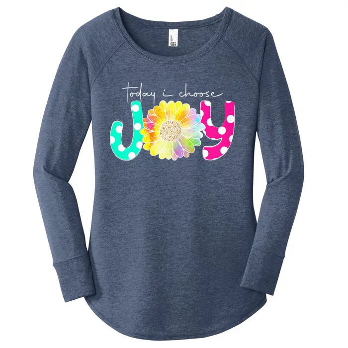 Wo Wo Today I Choose Joy Hawaiian Tropical Hibiscus Flowers Women's Perfect Tri Tunic Long Sleeve Shirt