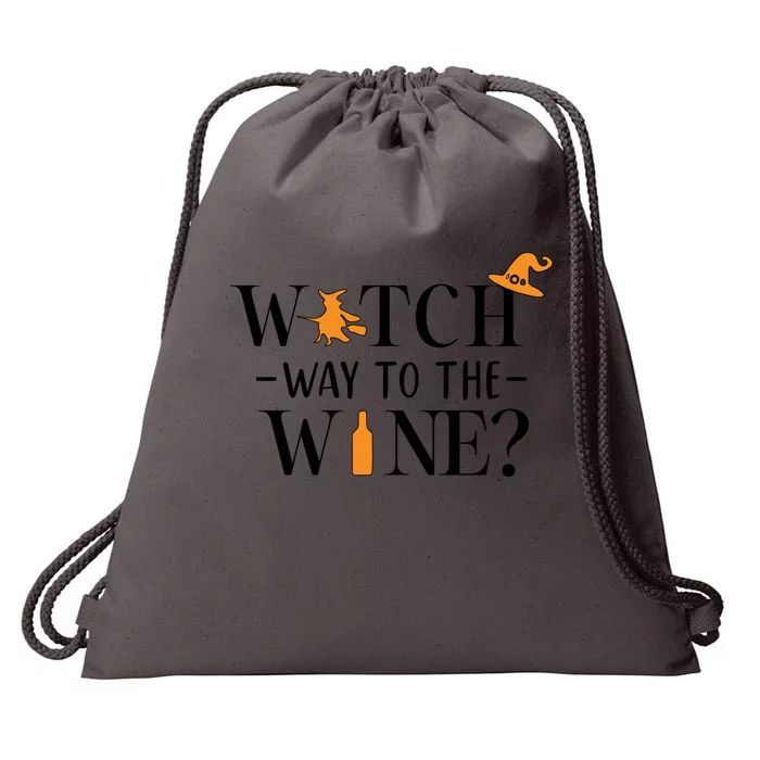 Witch Way To The Wine Halloween Drawstring Bag