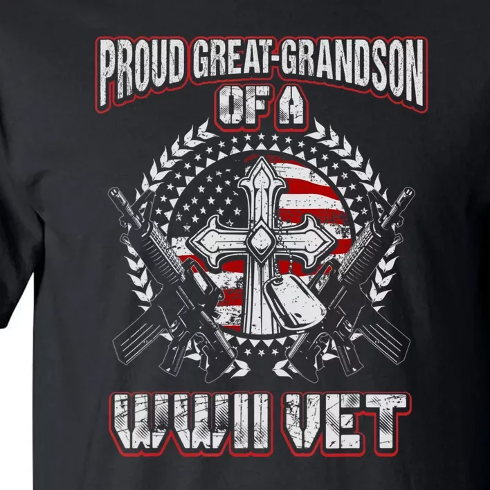 World War Two Veteran Proud Great Grandson Wwii Vet Military Tall T-Shirt