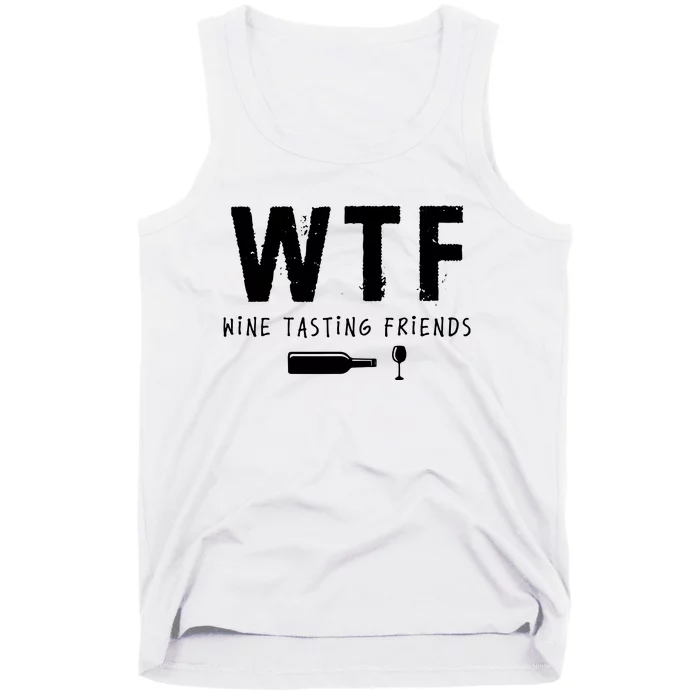 WTF Wine Tasting Friends Funny Wine Lovers Tank Top