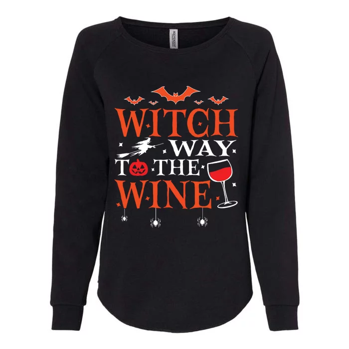 Witch Way To The Wine Drinking Halloween Funny Womens California Wash Sweatshirt