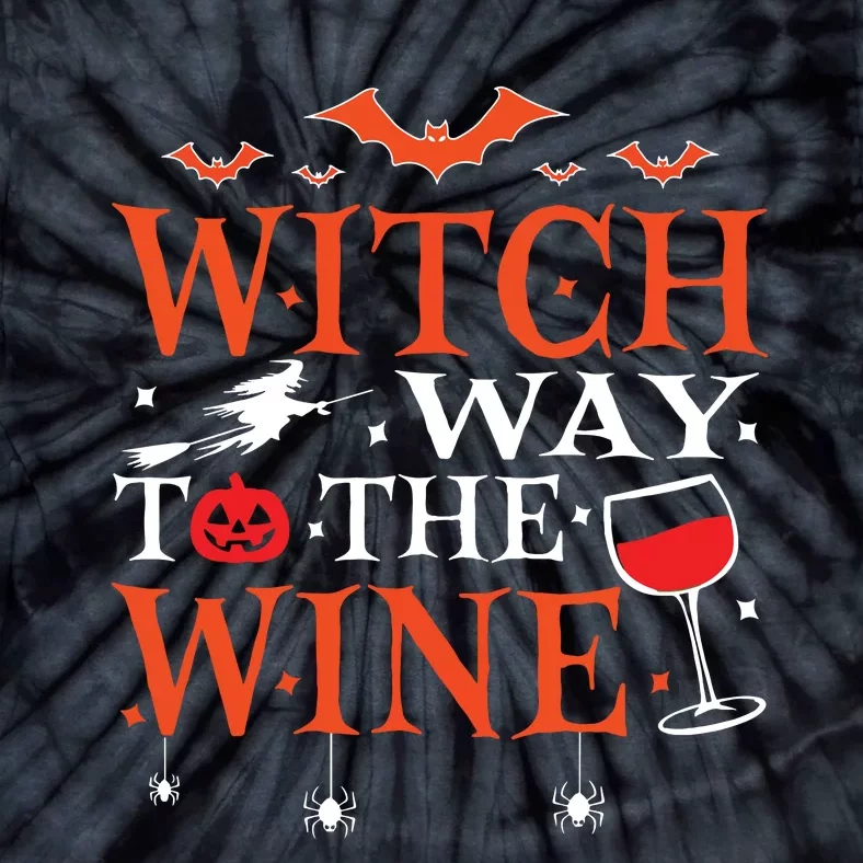 Witch Way To The Wine Drinking Halloween Funny Tie-Dye T-Shirt