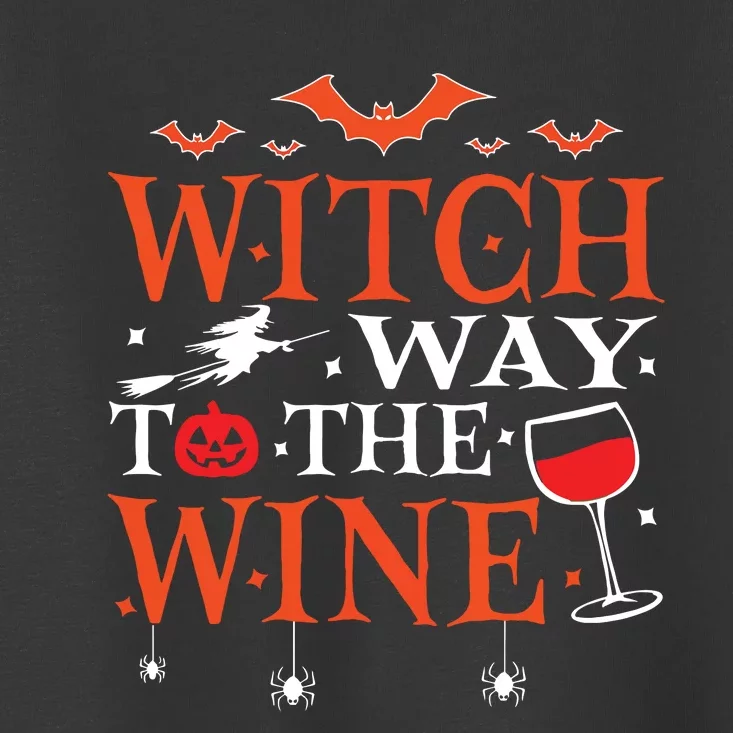 Witch Way To The Wine Drinking Halloween Funny Toddler T-Shirt