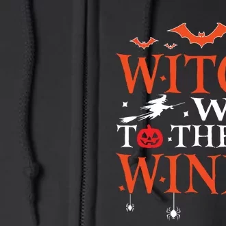 Witch Way To The Wine Drinking Halloween Funny Full Zip Hoodie