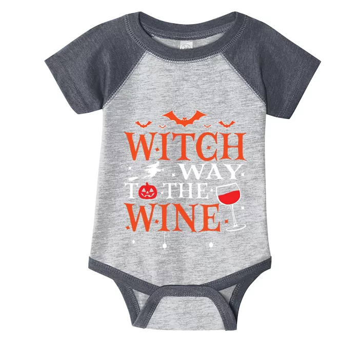 Witch Way To The Wine Drinking Halloween Funny Infant Baby Jersey Bodysuit