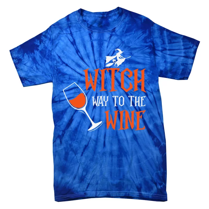 Witch Way To The Wine Funny Halloween Party Costume Tie-Dye T-Shirt