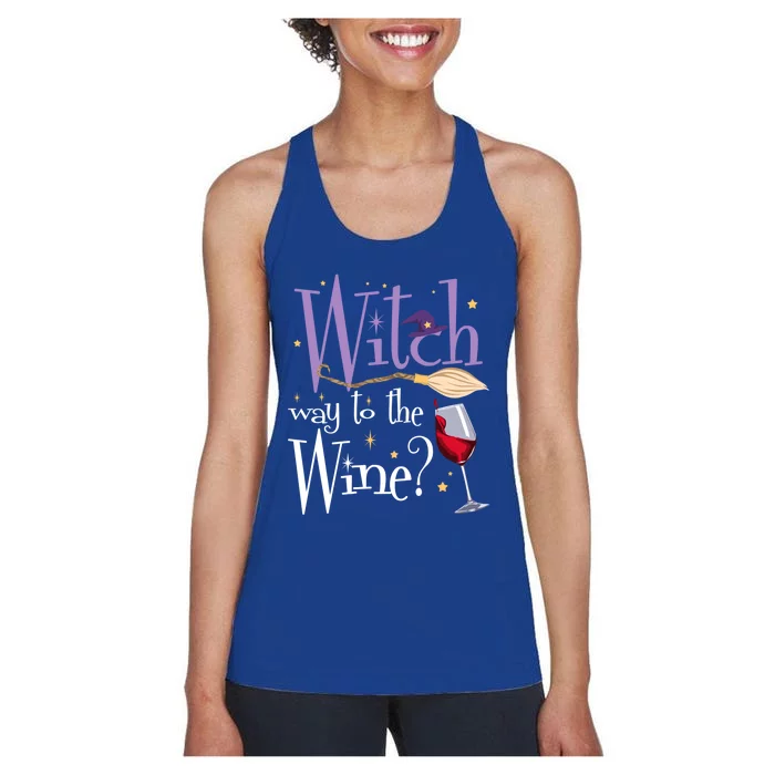 Witch Way To The Wine Halloween Ing For Wiccan Witches Gift Women's Racerback Tank