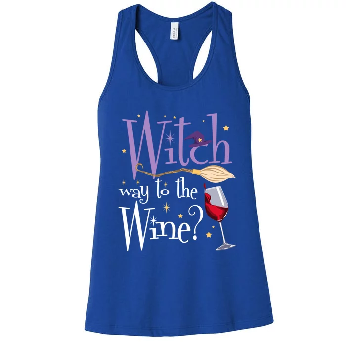 Witch Way To The Wine Halloween Ing For Wiccan Witches Gift Women's Racerback Tank