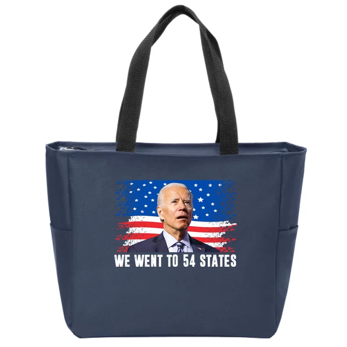 We Went To 54 States Confused Biden Funny Zip Tote Bag