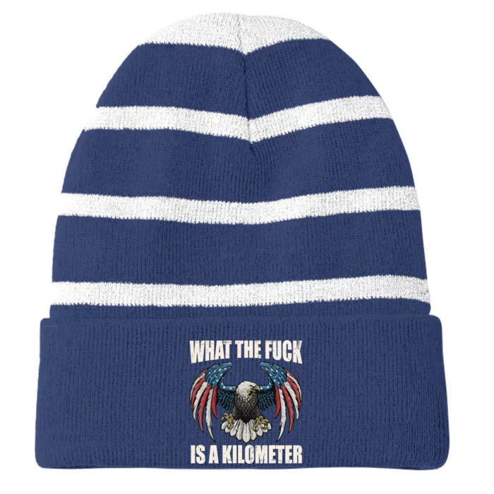 Wtf What The Fuck Is A Kilometer George Washington July 4th Striped Beanie with Solid Band