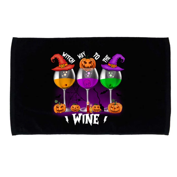 Witch Way To The Wine Halloween Funny Cute Gift Microfiber Hand Towel